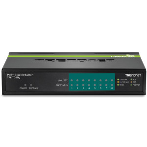 TRENDnet TPE-TG80g 8-Port Unmanaged Gigabit Ethernet PoE+ Switch, GREENnet technology, 123W PoE budget